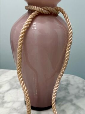 Vintage Victorian-style Cased Glass Vase w/Ruffle , Satin Cord